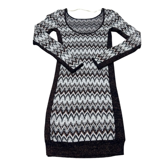 Free People Sweater Dress Sz. Medium Knit Aztec Print Cottagecore Cabincore Boh - Picture 12 of 14
